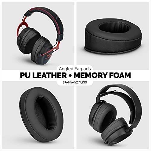 Image of Brainwavz Angled Earpads for Cloud Alpha, HyperX, ATH M50X, M50BT, Turtle Beach & More | Extra Thick Memory Foam Ear Pads for Comfort, PU Black