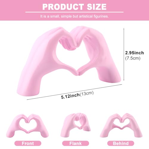 Estatua moderna Heart Hands de resina color rosa miniatura 2