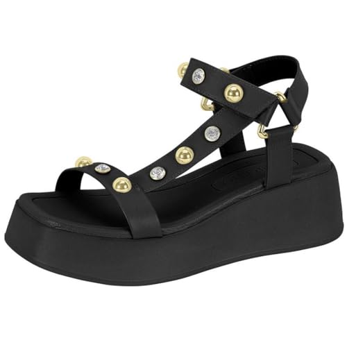 Sandália Feminina Flatform Tratorada Tira Pedraria Beira Rio