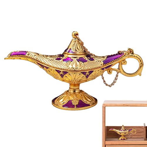 Kasmole Ornamento Lampada Genio - Lampada dei Desideri retrò in Metallo Intagliato - Ornamenti da Tavolo con Lampada Magica Aladin Vintage, Decorazioni per Feste magiche