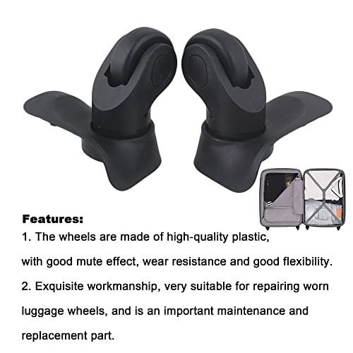 2 Pair Replacement Wheels for Luggage 360 Swivel Dual Suitcase Casters Roller Black (W041-2)2