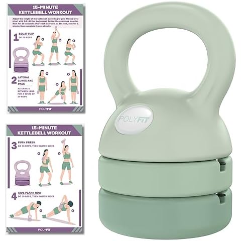 Polyfit Adjustable Kettlebell | 5 lb - 12 lb | Kettlebell Weights Set for Home Gym (GREEN) Cover
