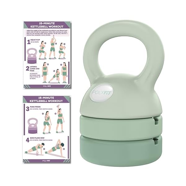 Polyfit Adjustable Kettlebell | 5 lb - 12 lb | Kettlebells Weights Set for Home Gym | Kettle Bell Sets for Women at Home
