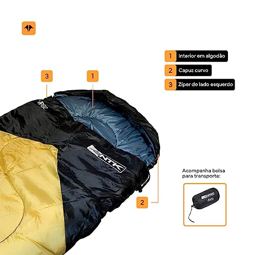 ntk, Saco de Dormir Tipo Sarcófago Viper, com Faixa de Temperatura entre 5°C à 12°C, com Capuz Incor