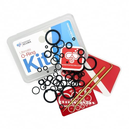 Ultimate O-Ring Kit: 60 FKM/Viton O-Rings in Scuba Specific Sizes,O-Ring Size Guide & Premium Brass Picks - Nitrox Edition