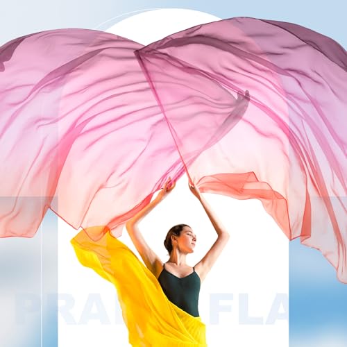 Image of Jecery 2 Pack Praise Dance Worship Flags, 35''x 55'', Orange Red Purple