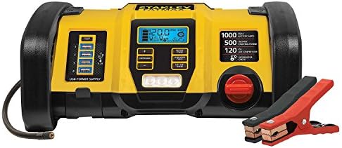 STANLEY Fatmax 1000 Peak Amp Power Station - Jump Starter for Passenger Cars - 500A/1000A Peak, 120PSI Air Compressor, 4 USB Ports, LED Worklight