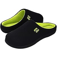 RockDove Mens Original Two-Tone Memory Foam Slipper, Size 6/7 UK Men, Black and Lime