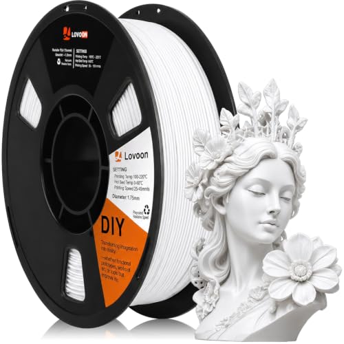 Image of LOVOON PLA 3D Printer Filament PLA Filament 1.75mm, Dimensional Accuracy + /- 0.02 mm, Neatly Wound 3D Printing Filament, Fit Most FDM Printer, 1KG Spool(2.2lbs), White