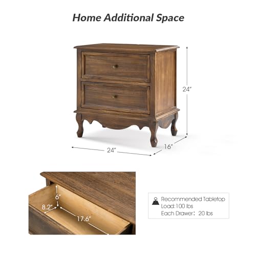 HULALA-HOME-Solid-Wood-Nightstands-Set-of-2-with-Charging-Station-Vintage-Night-Stands-with-Wood-Legs-and-2-Drawers-French-Bedside-Tables-for-Bedroom-Living-Room-Walnut