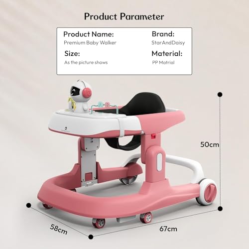 Image of StarAndDaisy Baby Walkers 6-24 Month Boy & Girl /Walker for Baby /Kids 1 Years with Multi Adjustable Height /Multi-Functionne Baby Walker with Music, Toy Tray & Anti-Rollover (Pink)