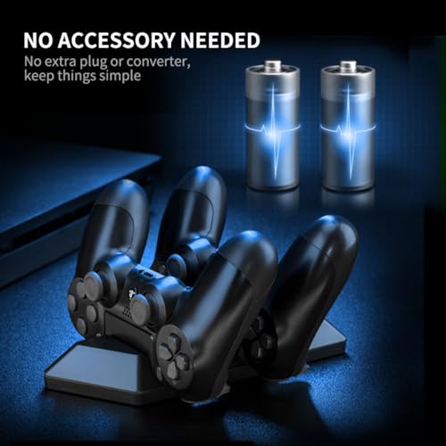Image of NiTHO PS4 Controller Charger, PS4 Charging Dock Station Compatible with PS4 /PS4 Slim /PS4 Pro Controllers, Fast Dual Charging Station for Playstation 4 Controller - Black