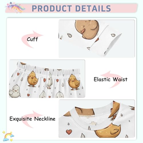 Pajama Sets Long Sleeve Cute Chicks with Hearts Soft Comfy Sleepwear 2 Piece PJS 3-8T4