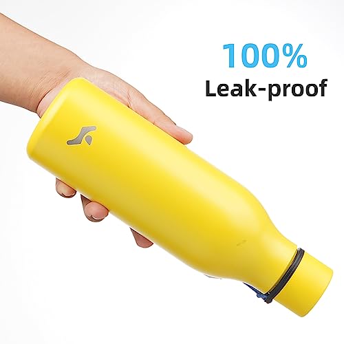 Image of Konokyo Insulated Water Bottle with Strap,18 oz Double Wall Stainless Steel Vacuum Bottles Metal Water Flask,Yellow