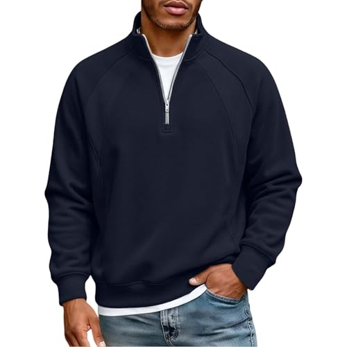 Sweat-shirt col montant demi-fermeture éclair bleu marine avec poignets côtelés S