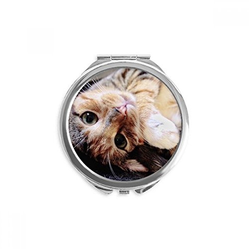 Espejo de mano redondo portátil con dibujo de gatito adorable para regalar
