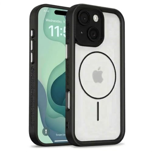 Image of Enflamo Back Cover Case for iPhone 15 Plus Polycarbonate Matte | Ultra Hybrid | Lens Protection & Raised Edges (Black)