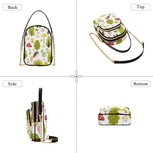 Women Shoulder Handbag Colorful Phone Purse Chain Strap Handbag Quilted Designer Satchel Crossbody Bag Cute Cartoon Hedgehogs Plants4