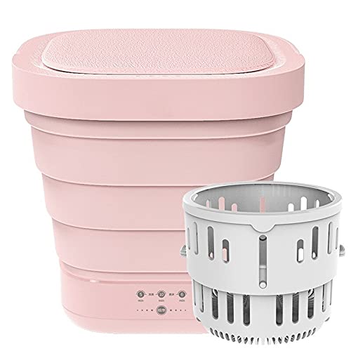 Przenośna pralka 2 w 1 Mini Mini Przenośna Składana pralka Automatyczna pralka Wiadro Domowe Podróże Do Podróży Biznesowej lub Pokoju Uniwersyteckiego (Kolor: Pink)