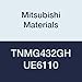 Mitsubishi Materials TNMG432GH UE6110 CVD Coated Carbide TN Type Negative Turning Insert with Hole, Triangular, 0.5" IC, 0.187" Thick, 0.031" Corner Radius, GH Breaker (Pack of 10)