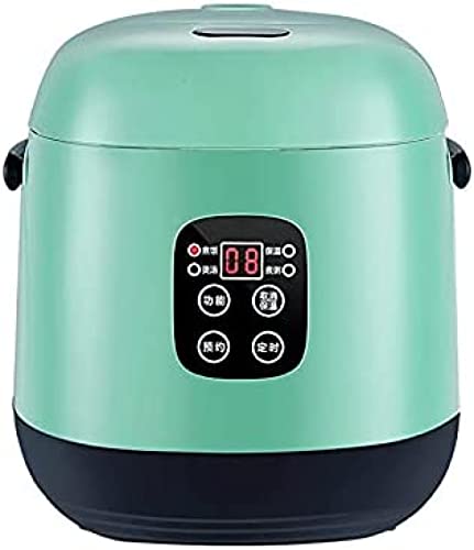 1.2 Litre Small Rice Cooker For 1-2 Person, Slow Cooker And Food Steamer, One-Touch Operation, Delay Timer, Warm Function, Non-Stick Coating, 200W,Green,YUYANAIAI