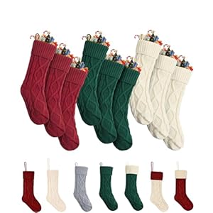 Mr pen christmas stockings 9 pack 18 cable knit stockings for christmas cable knit christmas stocking for christmas large stockings christmas knit stockings christmas red cream green  urban country home decor