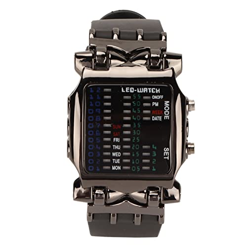 Asixxsix Reloj Binario Creativo de Matriz LED Con Forma de Cangrejo, Digital Negro de Moda Con Correa de Silicona de Una Pieza Para Exteriores, Casual