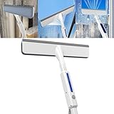 LVYXON Limpiador profesional de doble cara con barra de extensión telescópica, 1,45 m, almohadillas de microfibra para vidrio, espejos, mamparas de ducha, uso en interiores y exteriores