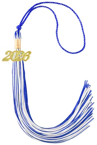 Image of Blue and White Graduation Tassel 2026 for Grad Cap and Graduation Ceremony Accessory Decoration
