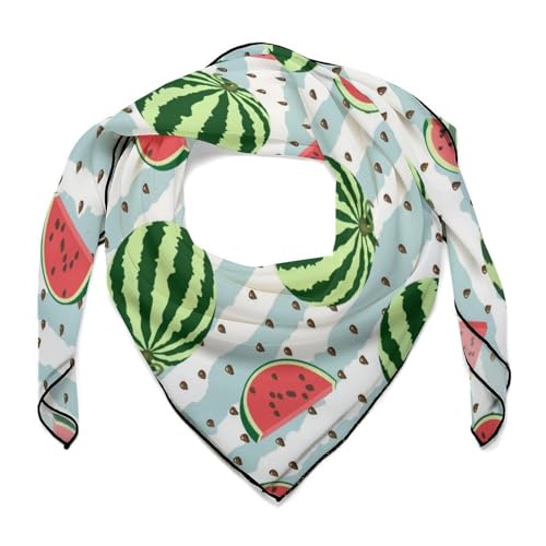 Watermelon Stripes Pattern Scarf For Women Silk Head Scarf Square Hair Scarves Shawls Hair Wraps Bandana Neckerchief Decor for Adult 27 * 27 Inches