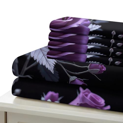 Parure de lit de qualité en microfibre douce housse de couette éclair violet - 7