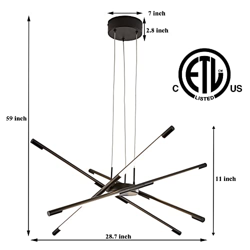 Kinglong Modern Led Ceiling Lamp Black Sputnik Chandelier Fixture Dimmable Pendant Lights Pluggable New Art Hanging Light For Dining Room, Kitchen,Bedroom Entryway Easy To Install Lamps（8 Heads） #TOP5