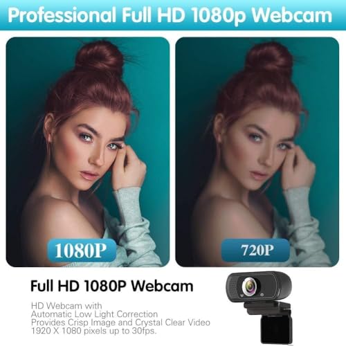 Image of TRAUSI Webcam 1080P with Built-in Mic, Wide Angle & Privacy Cover for PC /Laptop, Plug & Play USB HD Computer Web Camera with Light Correction for Meetings, Streaming and Video Calling (Black)