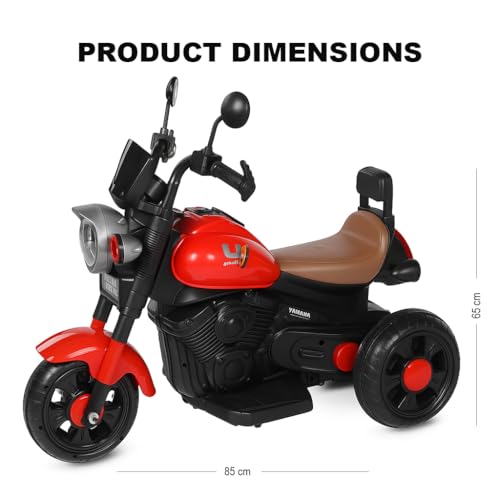 Image of Urban Tots Urban Cool 3-Wheel Electric Ride-On Bike for Kids | 6V Battery Operated Motorcycle with Remote Control, LED Lights, Music, USB & Bluetooth | Rechargeable Toy for Boys & Girls (Red,Age 3+)