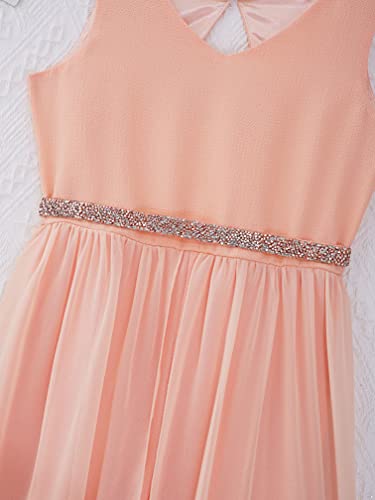 Kids Girls V Neck Sleeveless Romper Dress Jumpsuit Special Occasions Maxi Dress Junior Bridesmaid Gown3