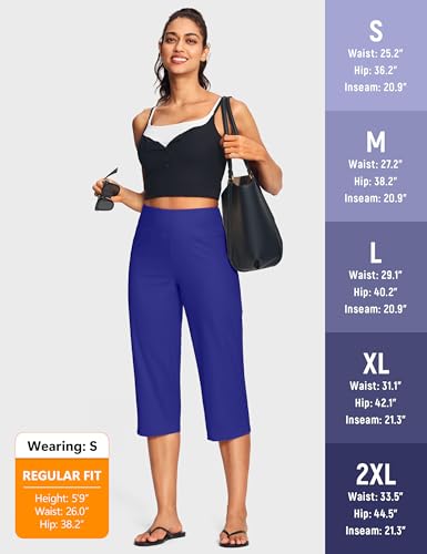 Image of ISEEGZ 15 inch / 18 inch / 21 inch / 25 inch Capri Pants for Women High Waist with Pockets Women's Capris Workout Yoga Pants Loose Straight Leg