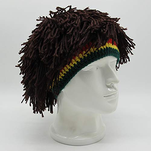 Image of Funny Rasta Wig Beard Hats Knitted Jamaican Rasta Beanie Hat with Dreadlocks Christmas Halloween for Men Women