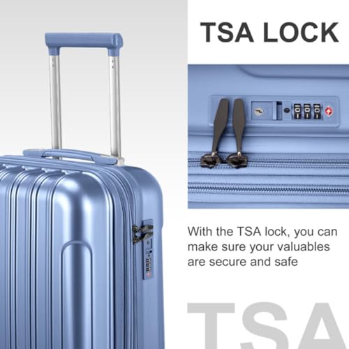 2-Piece Luggage Set 20" 14" Airline Approved TSA Lock Expandable 360 Silent Spinner Wheels Protective Bumpers Telescoping Handle for Business Travel Vacation International Cabin Storage (Blue)4