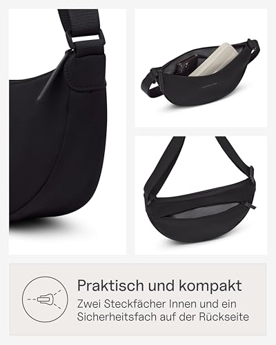 Kapten & Son Moon Bag All Black 3,5L | Bauchtasche Damen & Herren | Crossbody Bag Damen Schwarz | Umhängetasche wasserabweisend | ideal für Reisen, Festival & Alltag