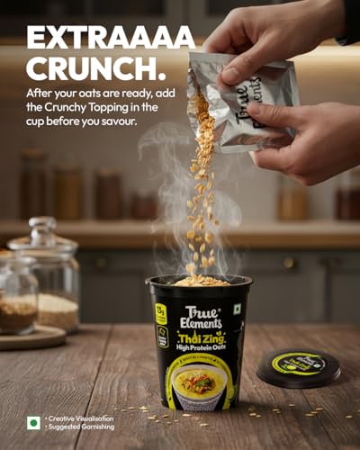 Image of True Elements Thai Zing Protein Oats 62g - High Protein Instant Oat | Savoury Oats Cup | Healthy Ready-to-Eat Meal
