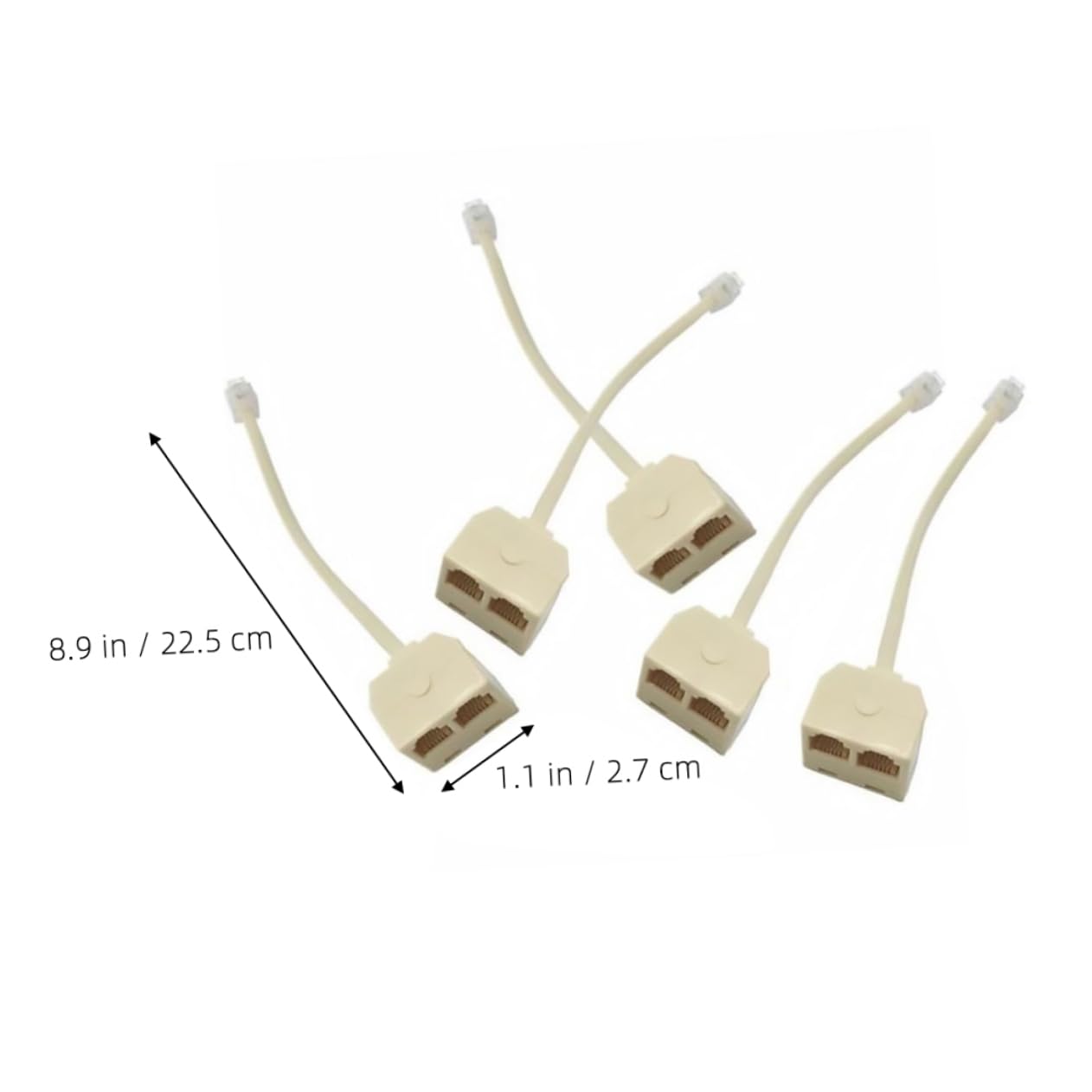 BRIGHTFUFU 5pcs Splitter Adapter Male to Female Telephone Converter for Dual Phone Connections Pin Design for Home Office Use