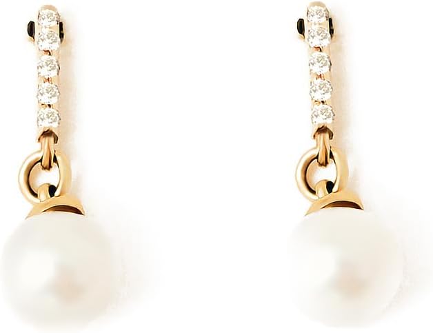 Diamond Pearl Earrings in 10K Solid Gold | 10k Gold Diamond Drop Earrings for Women