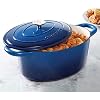 Crock Pot Artisan 7-Quart Oval Enameled Cast Iron Dutch Oven Sapphire Blue, Heavy-Duty Cookware for Slow Cooking, Roasting, Baking with Lid