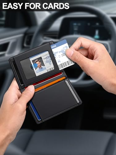 Wallet for Men Slim Leather Wallets for 9-13 Cards, RFID Blocking Thin Card Holder Wallet with ID Window & Stretchable Cash Slot, Minimalist Bifold Small Wallet for Front Pocket, Birthday Gift for Men3