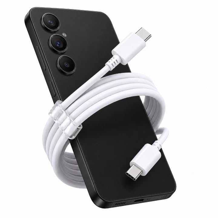 Image of AINE 65W Type C To C PD Ultra-Fast Cable | High Speed Data Transfer | Compatible with Galaxy S24 /S23 /S22 /S21, Note Series, A & M Series, Tablets| Original Superfast Charging |White