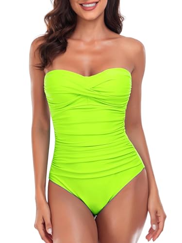 Image of RELLECIGA Women's Twist Front Shirred One Piece Swimsuit