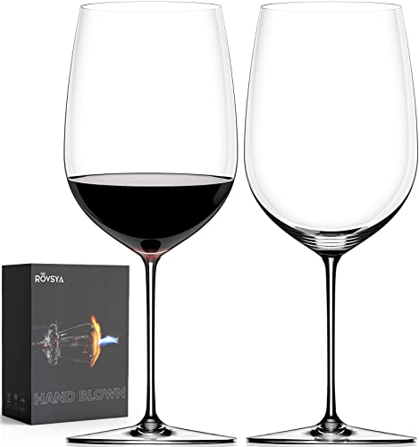 OJA Red Wine Glasses Set of 2, Hand Blown Giant Wine Glass 36.5 oz, Oversized Full Bottle Crystal...