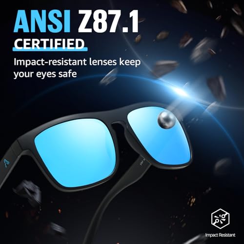 Image of TJUTR ANSI Z87.1 Safety Sunglasses for Men Polarized Square Sun Glasses