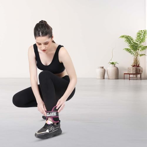 Image of DE JURE FITNESS Adjustable Ankle Weights Set for Cardio & Strength Training | 1KG x 2 (2KG Total) | Durable Polyester & Cast Iron | Leg & Wrist Weights for Men & Women | Home Gym Workout - Pink