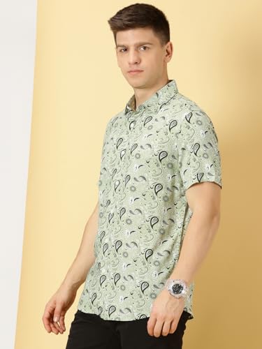 Image of Thomas Scott Men's | Printed | Half Sleeve | Regular Fit | Cotton Blend | Spread Collar | Casual Shirt